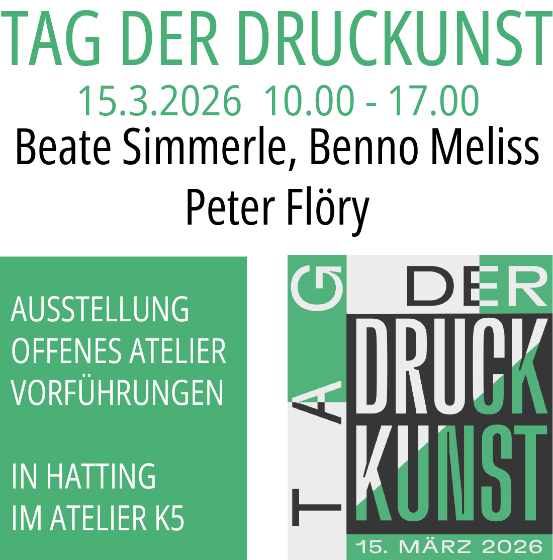 Tag der Druckkunst, Peter Flöry, Benno Meliss, Beate Simmerle